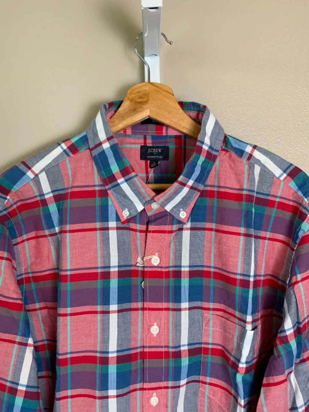 J. Crew Slim Summer Plaid Button Down Oxford Shirt